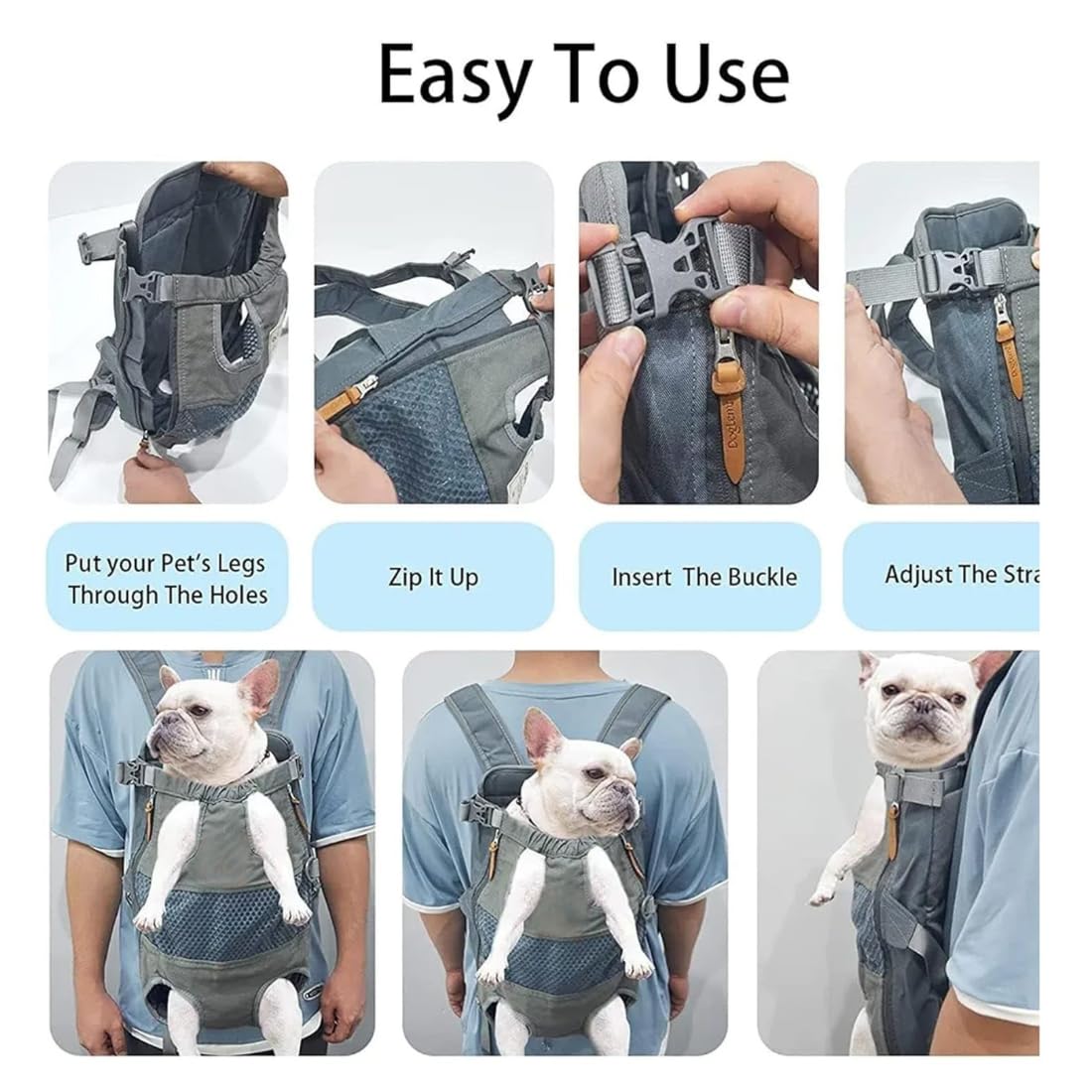 Buraq Shoulder Pet Carrier Backpack - Legs Out Front-Facing Dog Hiking Backpack for Small Medium Dogs, for Traveling Hiking Camping Outdoor (M, Grey)