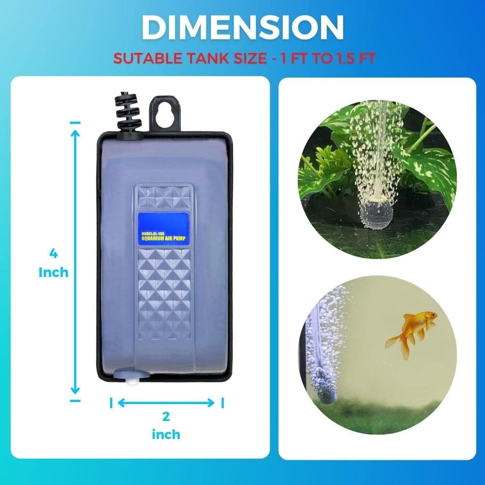 Buraq Aquarium Oxygen Air Pump Motor Provides Additional Oxygen | Low-Power | Long Lasting Performance | Accessories for Fish Tank