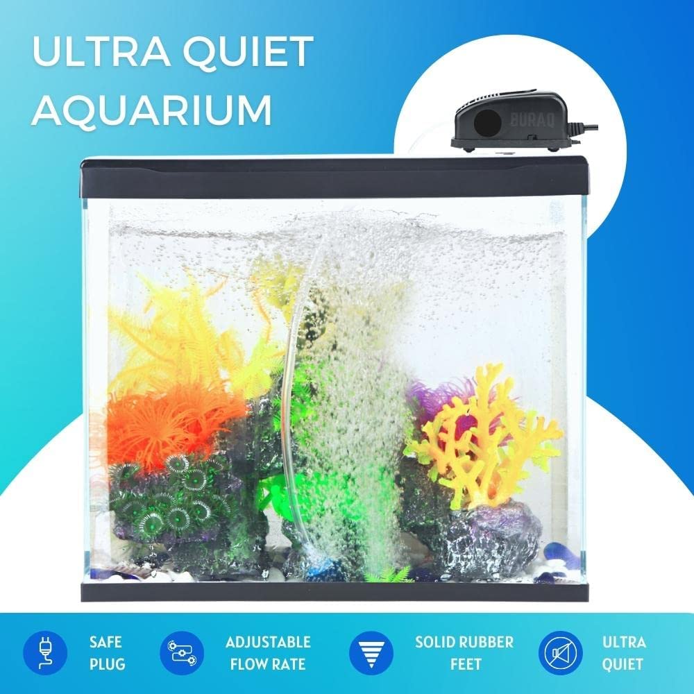 Buraq Aquarium Oxygen Air Pump Motor Provides Additional Oxygen | Low-Power | Long Lasting Performance | Accessories for Fish Tank