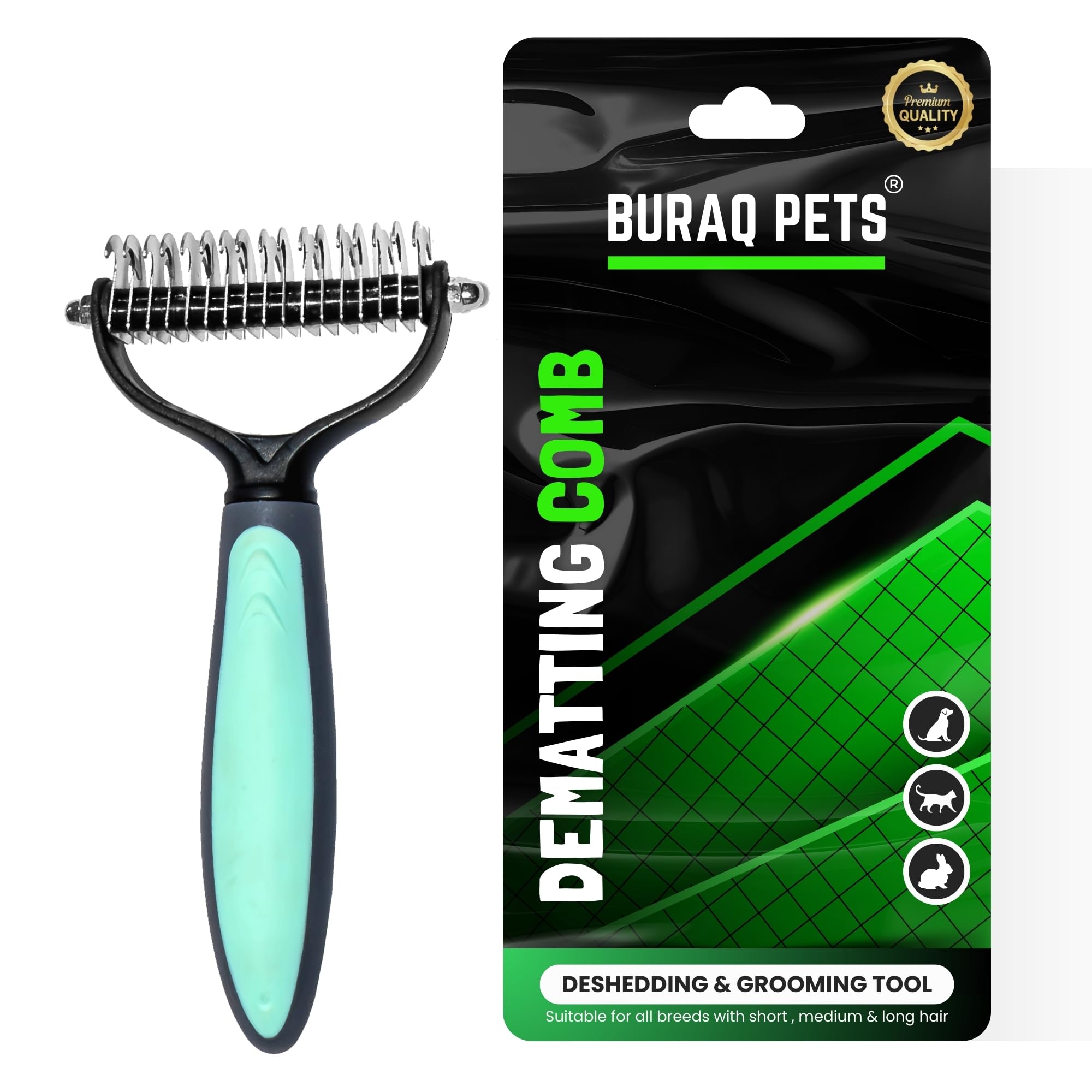 Dematting Grooming Brush for Cats and Dogs. BURAQ PETS