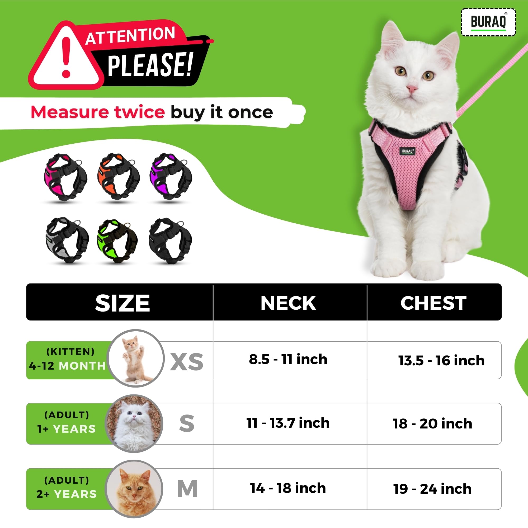 Cat Harness with Leash (S - Grey)