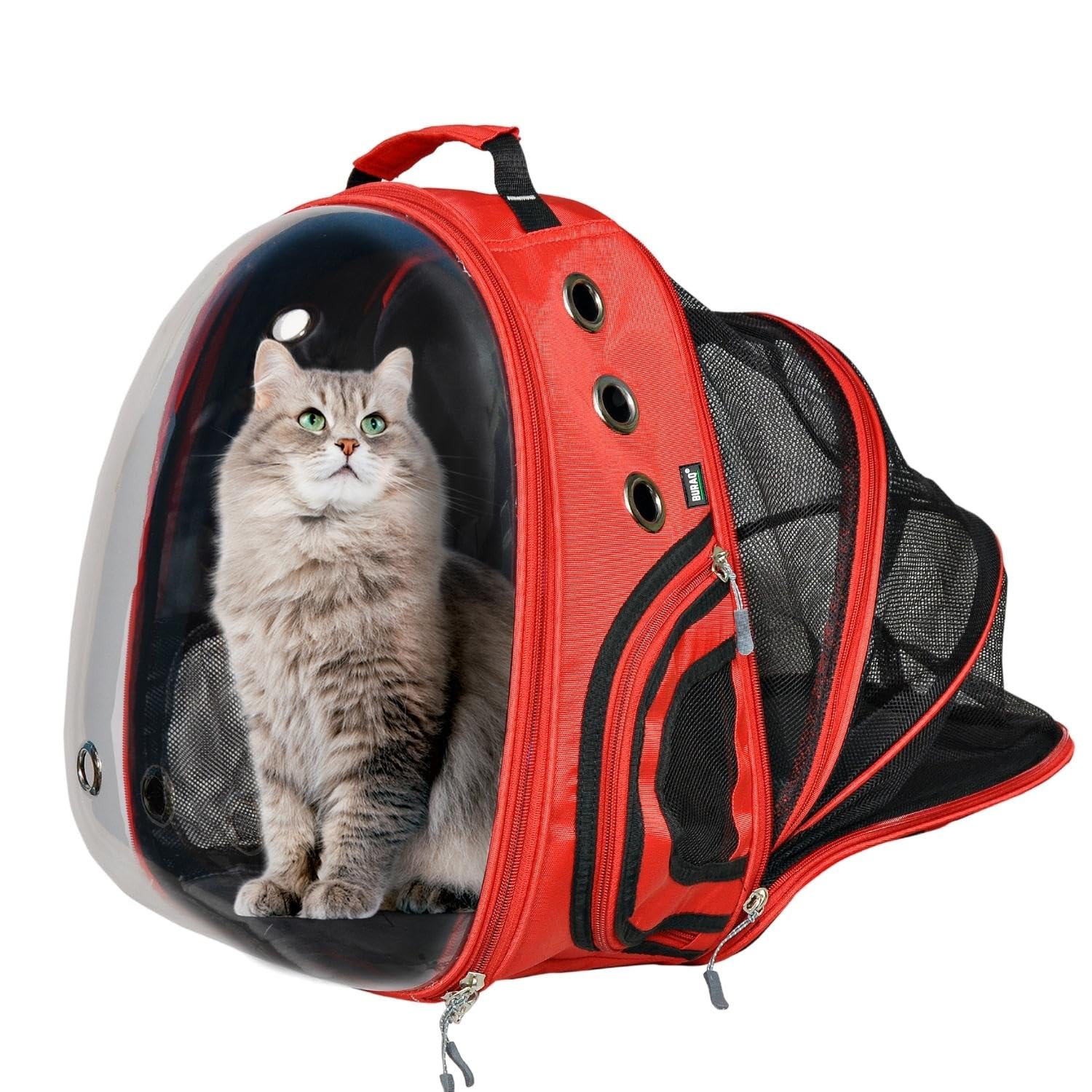 Buraq Expandable Astronaut Bubble Window Pet Carrier Backpack, Breathable Space, Stylish Secure & Ventilated Travel Bag for Cats (Black)