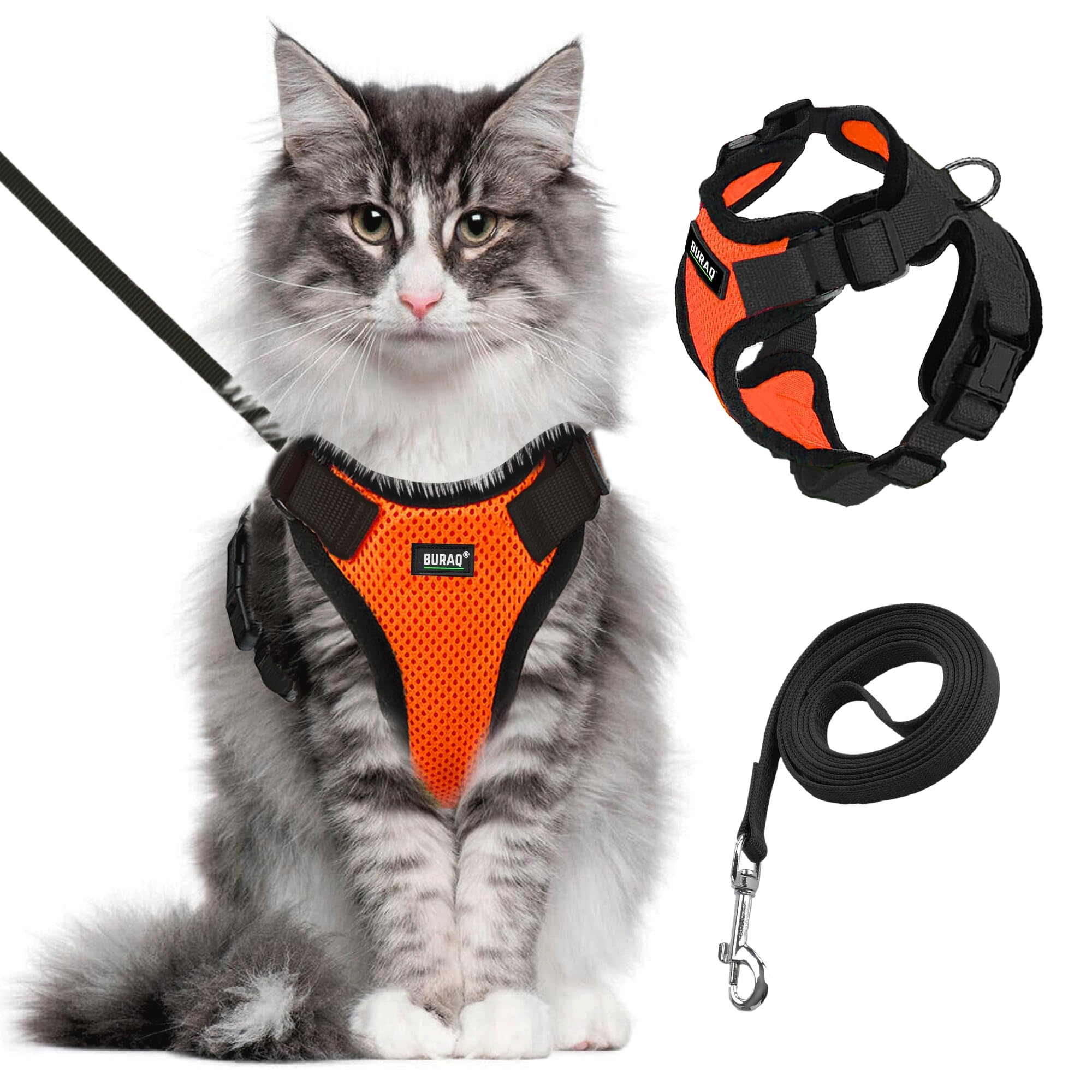 Cat Harness with Leash (S - Grey)