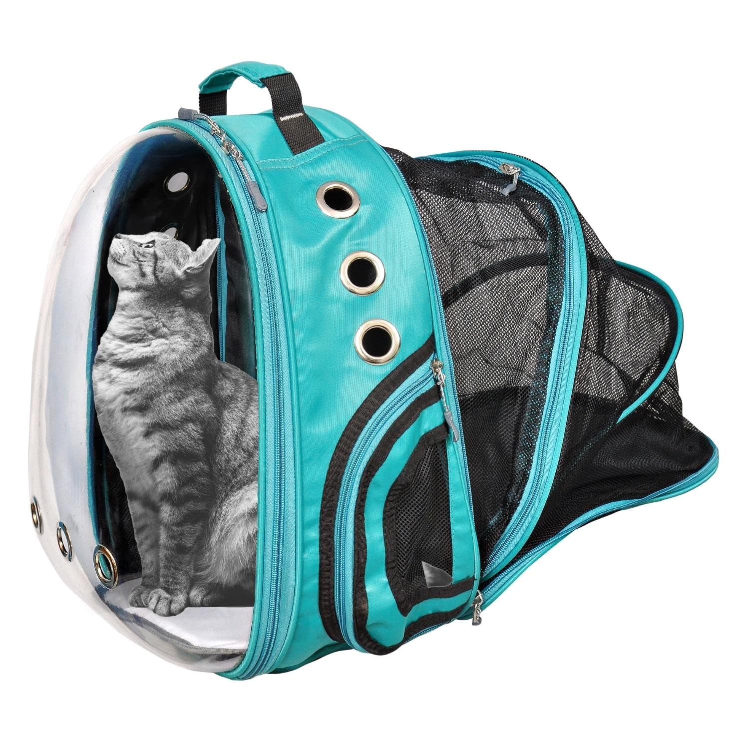 Buraq Expandable Astronaut Bubble Window Pet Carrier Backpack, Breathable Space, Stylish Secure & Ventilated Travel Bag for Cats (Black)