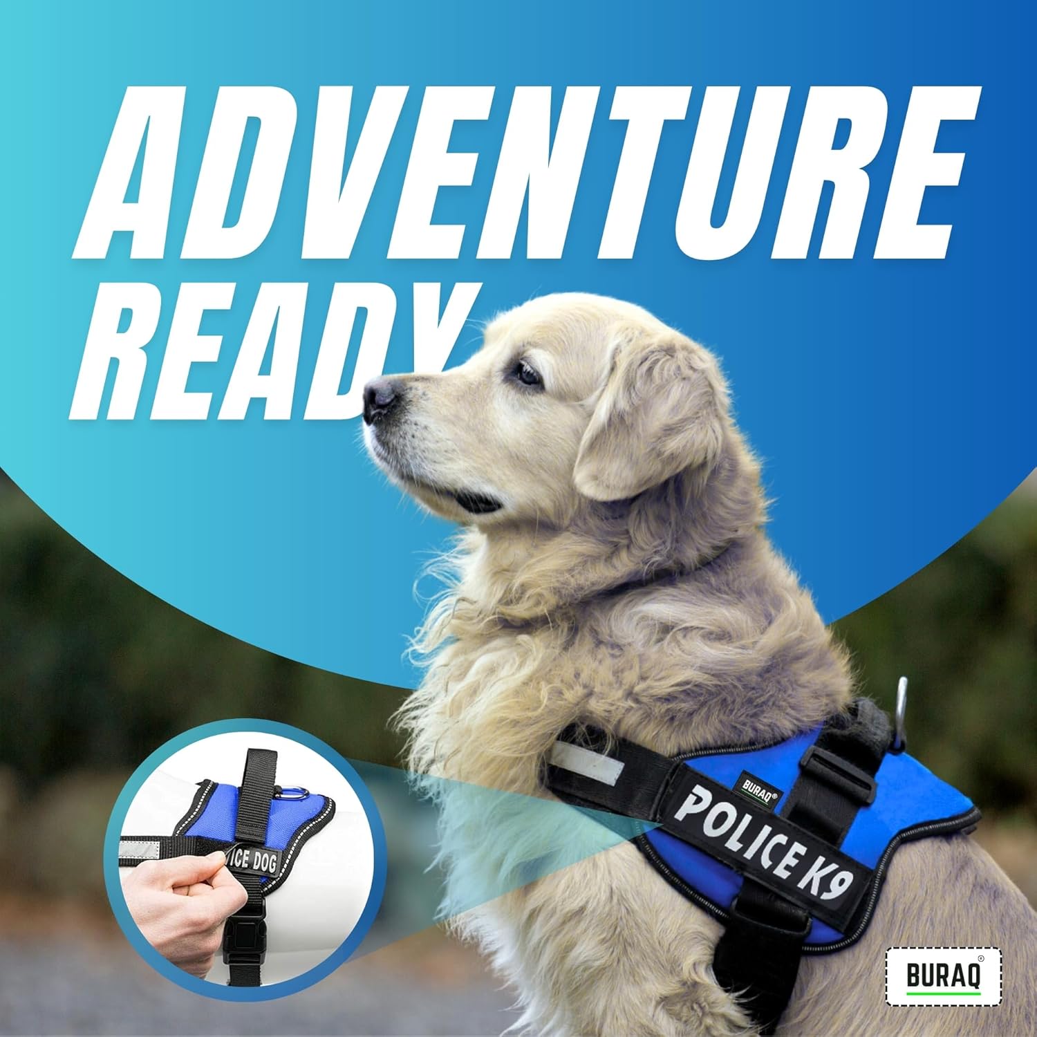 Buraq Pets Police K9 Dog Harness, No Pull Reflective Dog Vest Oxford Fabric, Soft Padded Easy Control Dog Chest Belt, No More Pulling Or Choking for Large Medium & Small Dogs (Black - XXL)