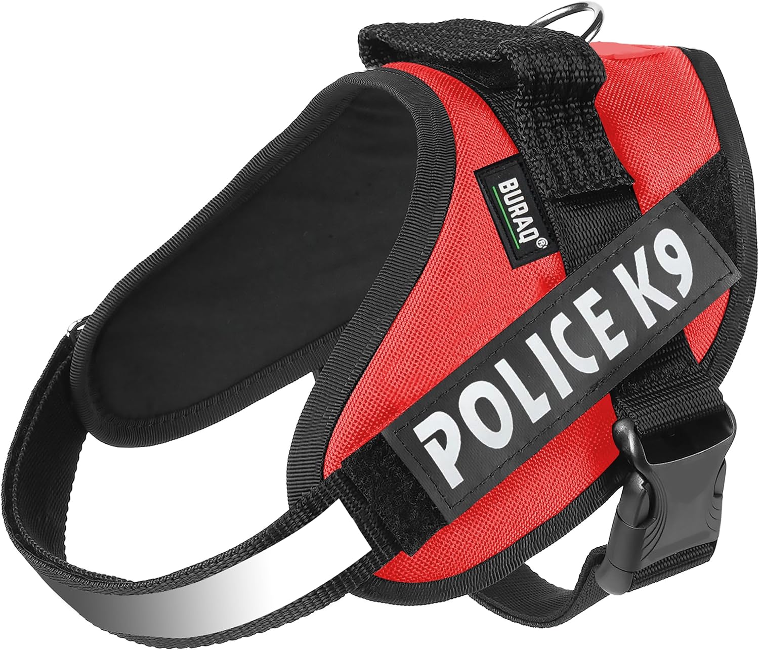 Buraq Pets Police K9 Dog Harness, No Pull Reflective Dog Vest Oxford Fabric, Soft Padded Easy Control Dog Chest Belt, No More Pulling Or Choking for Large Medium & Small Dogs (Black - XXL)