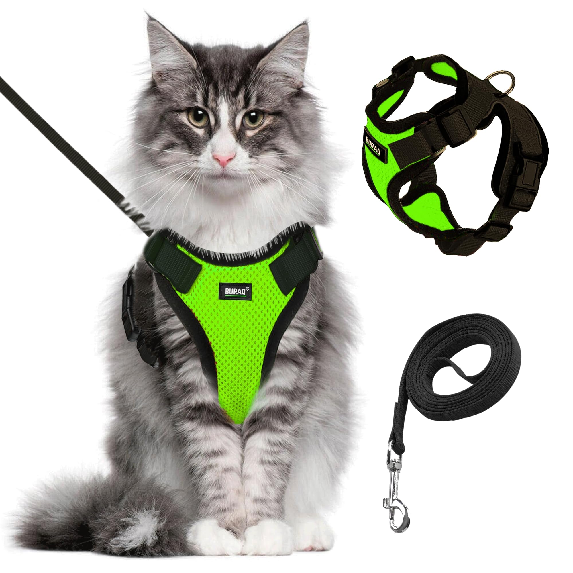 Cat Harness with Leash (S - Grey)