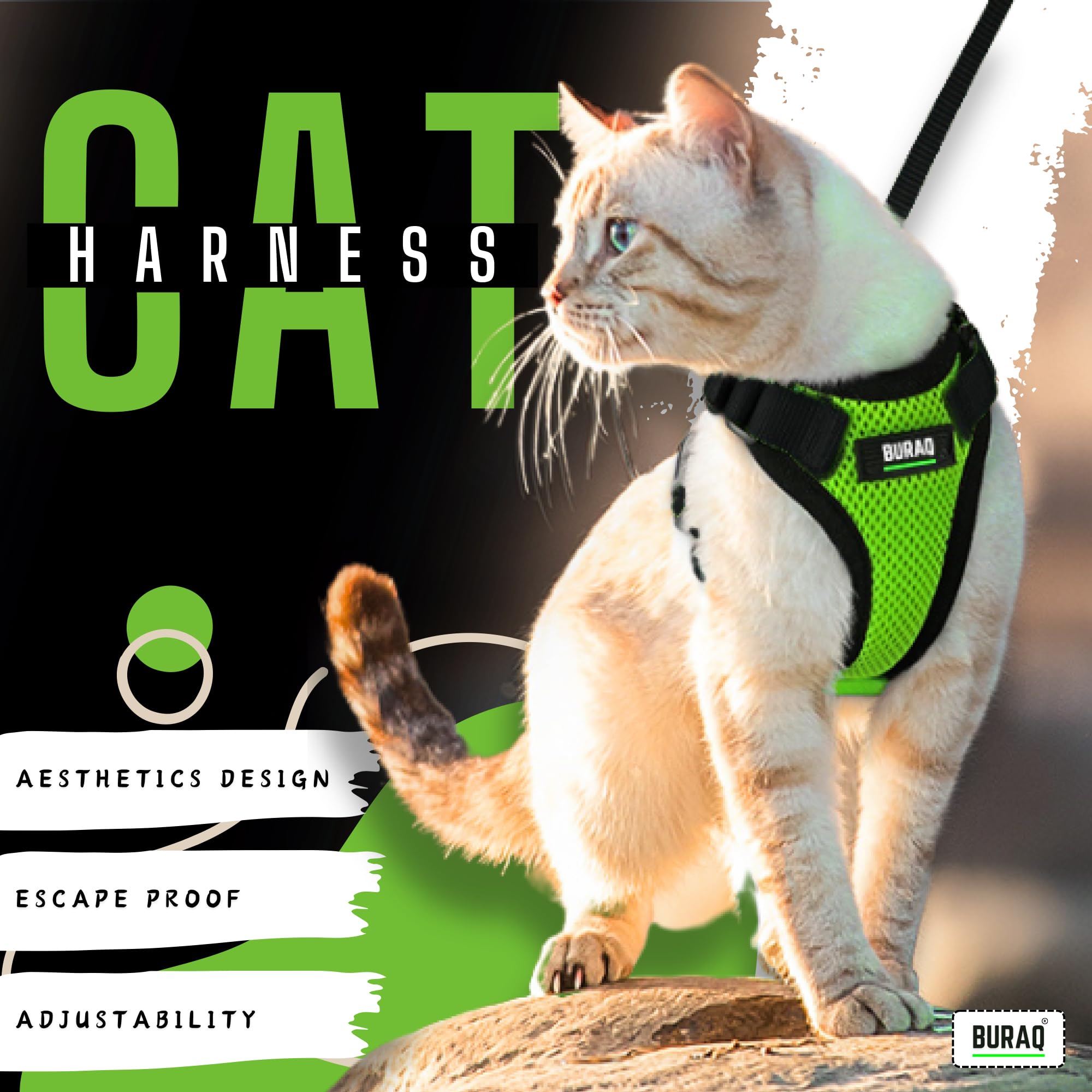 Cat Harness with Leash (S - Grey)