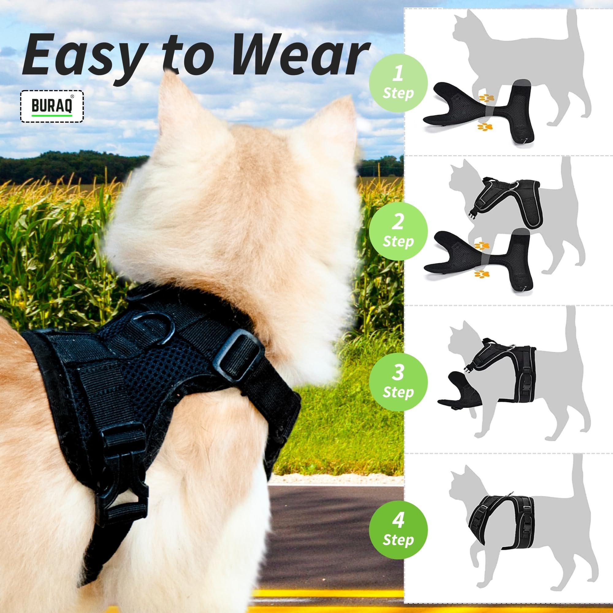 Cat Harness with Leash (S - Grey)