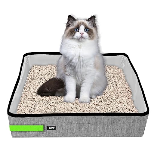 Buraq Foldable Cat Litter Box for Indoor & Outdoor, Waterpoof & Washable, Cat Litter Tray, Portable Reuseable Cat Litter Boxes for All Adult Cats & Kittens 48 x 38 x 12 Cm