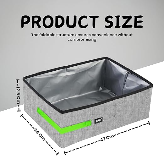 Buraq Foldable Cat Litter Box for Indoor & Outdoor, Waterpoof & Washable, Cat Litter Tray, Portable Reuseable Cat Litter Boxes for All Adult Cats & Kittens 48 x 38 x 12 Cm