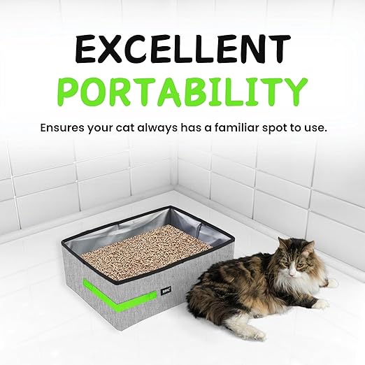 Buraq Foldable Cat Litter Box for Indoor & Outdoor, Waterpoof & Washable, Cat Litter Tray, Portable Reuseable Cat Litter Boxes for All Adult Cats & Kittens 48 x 38 x 12 Cm