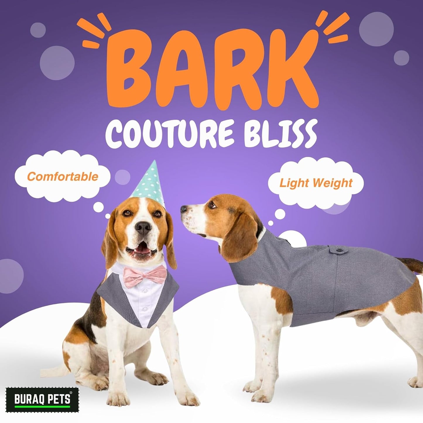 Buraq Dog Tuxedo Dress Suit Bandana Set, Bow tie, Wedding Party Suit, –  BURAQ PETS